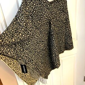 Lightweight fringed animal print Poncho
